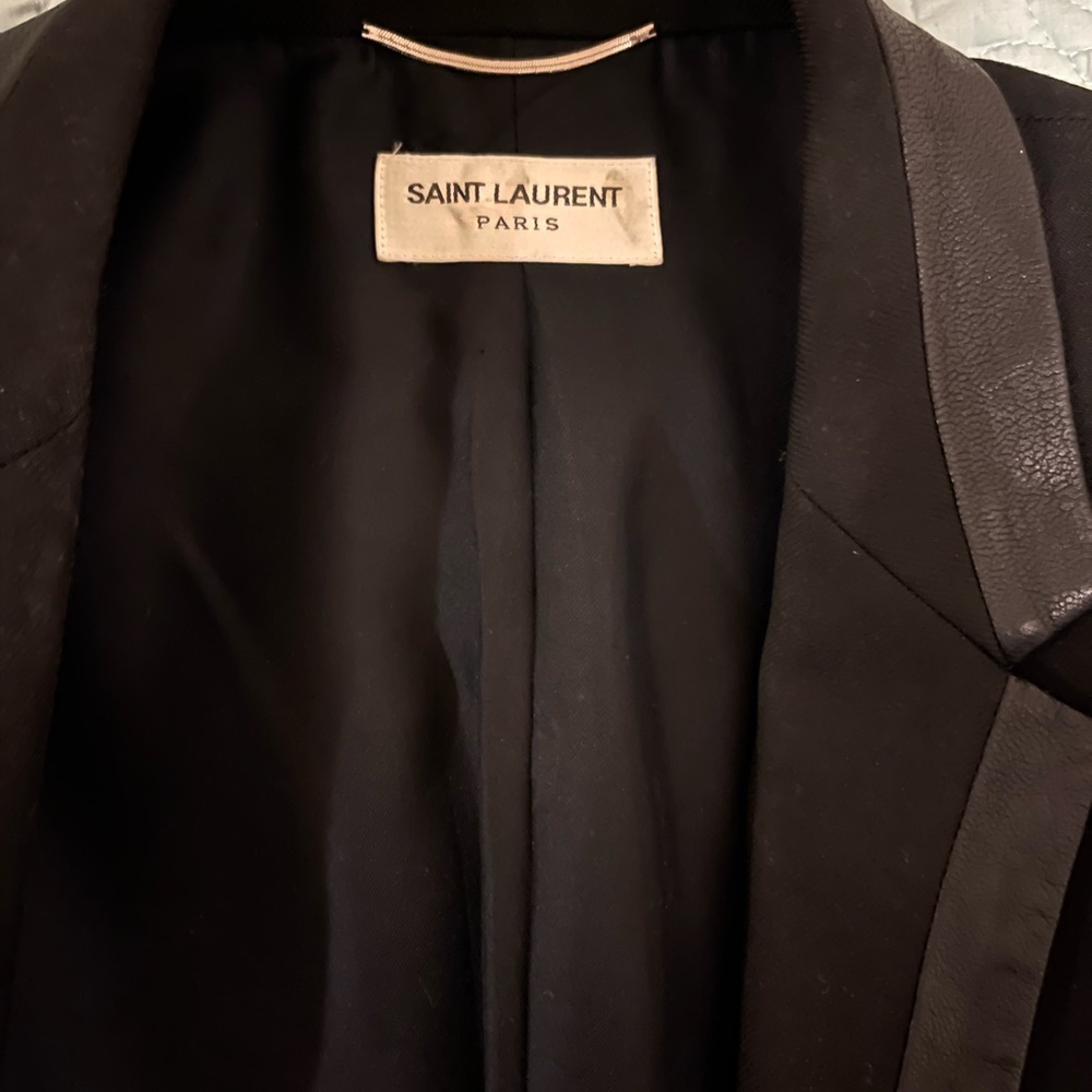 Men's Saint Laurent Black Blazer with Leather Detail EU48 US38 - Picture 8 of 8